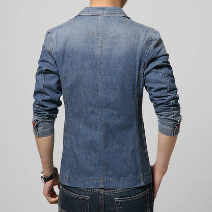 Spring And Autumn Single Breasted Men Denim Suit