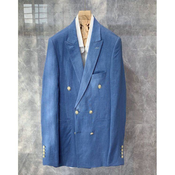 Casual Double-Breasted Linen Small Suit Jacket Men