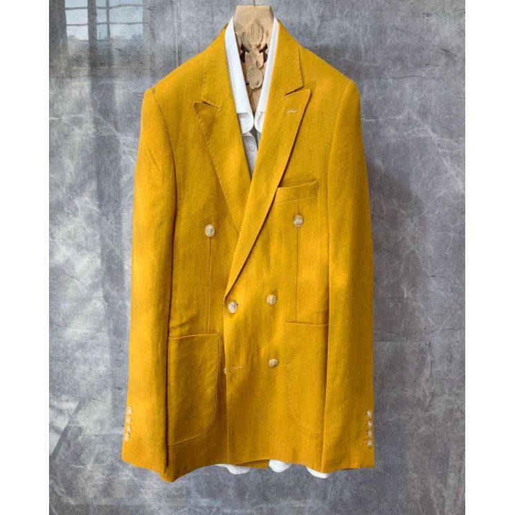 Casual Double-Breasted Linen Small Suit Jacket Men