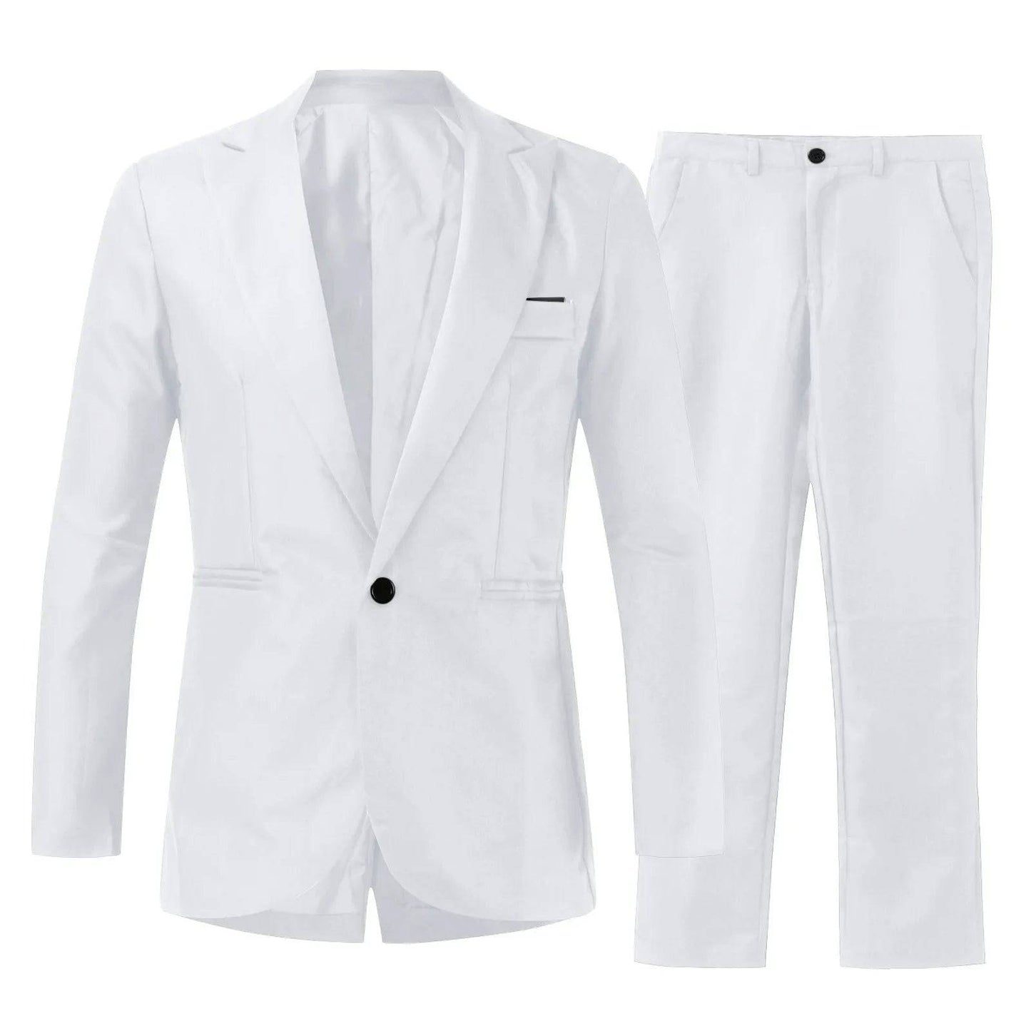 Mens Slim Fit Single Breasted Blazer 2 Piece Suit Set - Xmaker