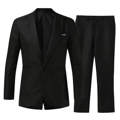 Mens Slim Fit Single Breasted Blazer 2 Piece Suit Set