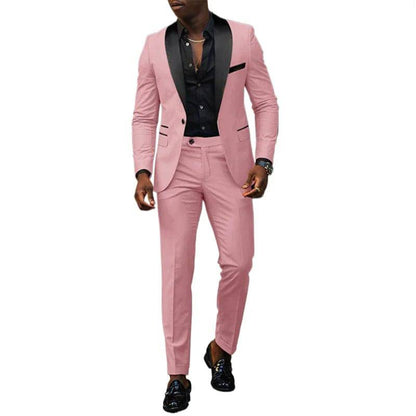 Men Casual Shawl Neck Single Breasted Blazer Pant Set