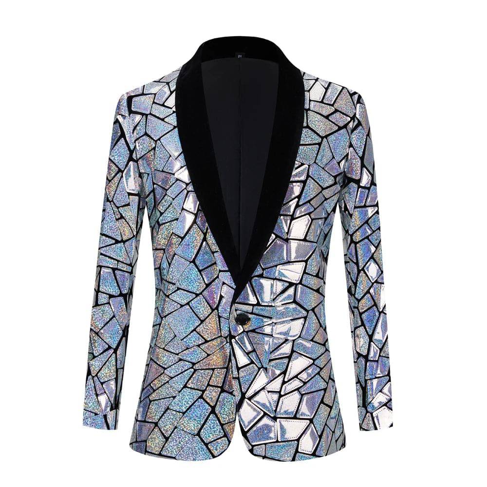 Shiny Blue Sequins Bling Glitter Blazer Men - Xmaker