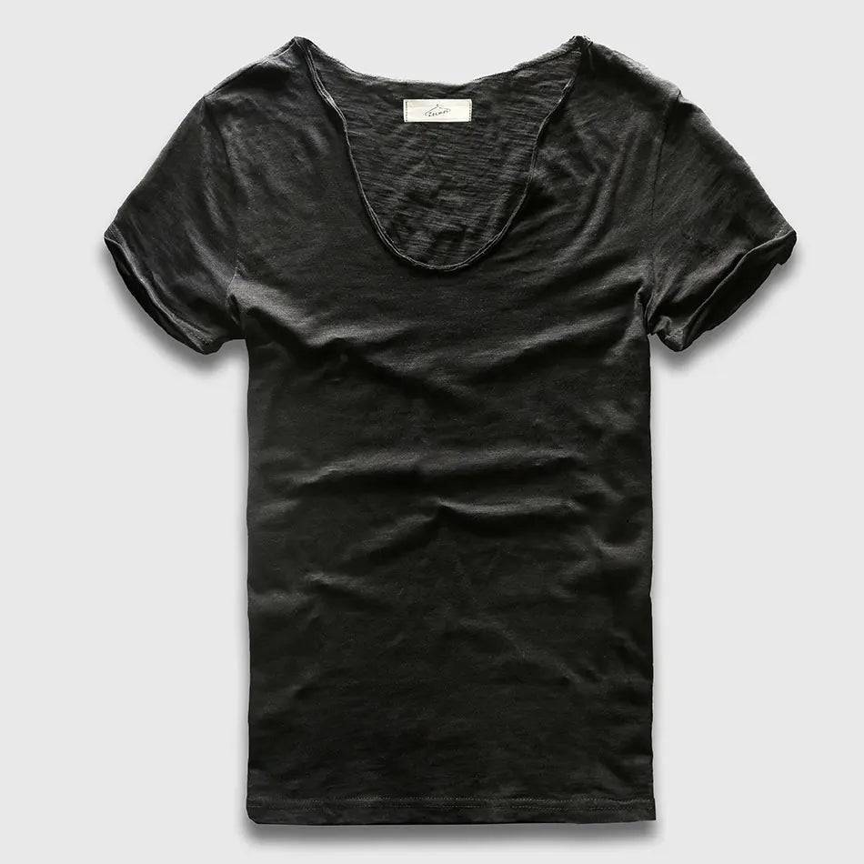 Men Plain Hip Hop Casual V Neck Short Sleeve T-Shirt Men