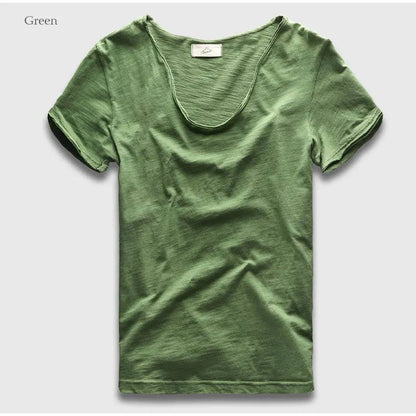 Men Plain Hip Hop Casual V Neck Short Sleeve T-Shirt Men