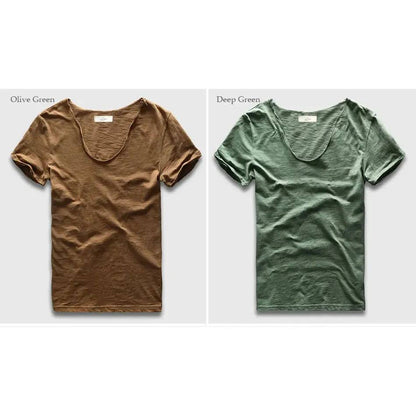 Men Plain Hip Hop Casual V Neck Short Sleeve T-Shirt Men