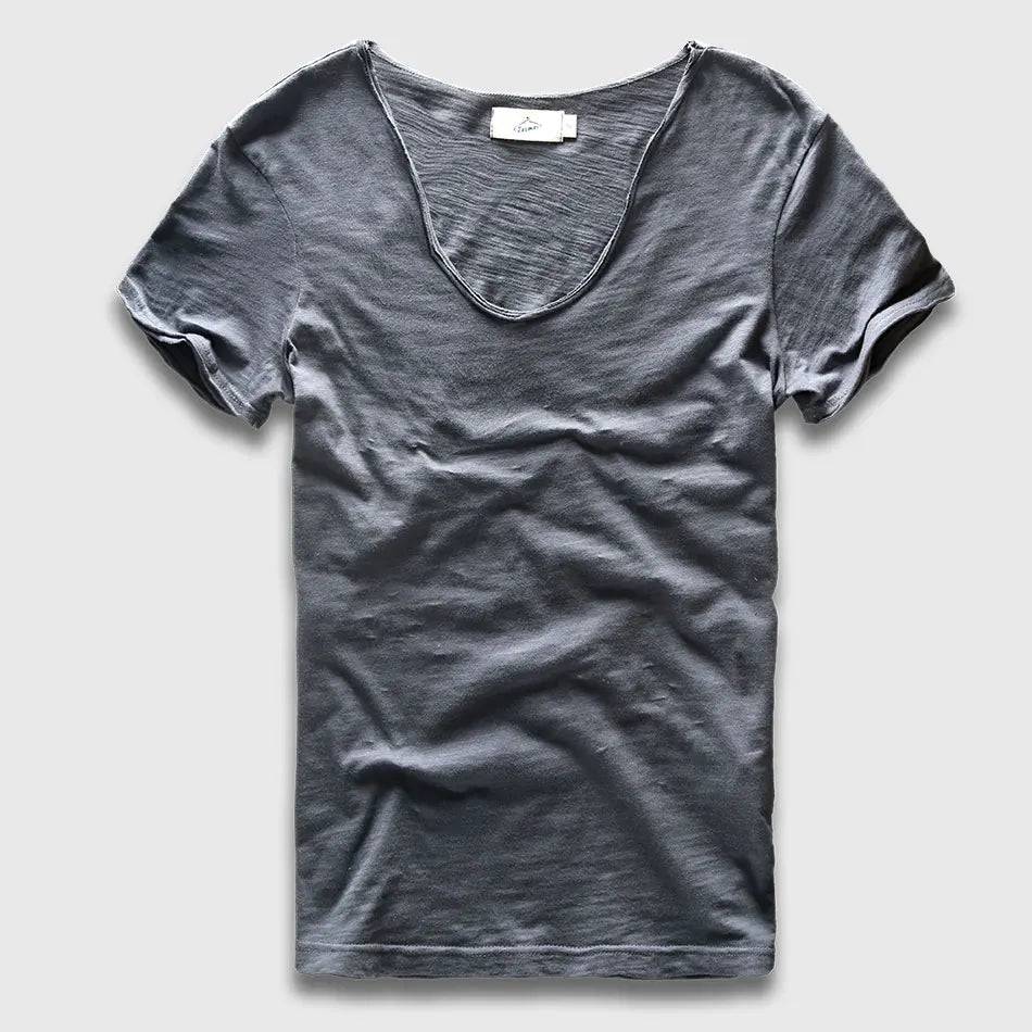 Men Plain Hip Hop Casual V Neck Short Sleeve T-Shirt Men