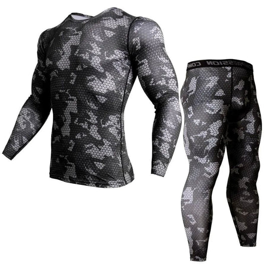 Men Thermal Underwear Rash Guard Kit Compression Apparel Leggings Bodybuilding T-Shirt Camouflage Tracksuit Men