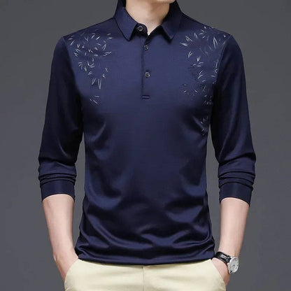 Long-sleeved Thin Ice Silk Lapel Business Casual Polo Shirt - Xmaker