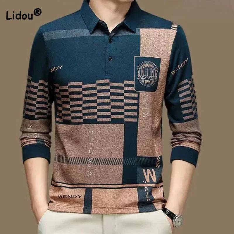 Printing Polo-Neck T-shirt Long Sleeve Men's - Xmaker