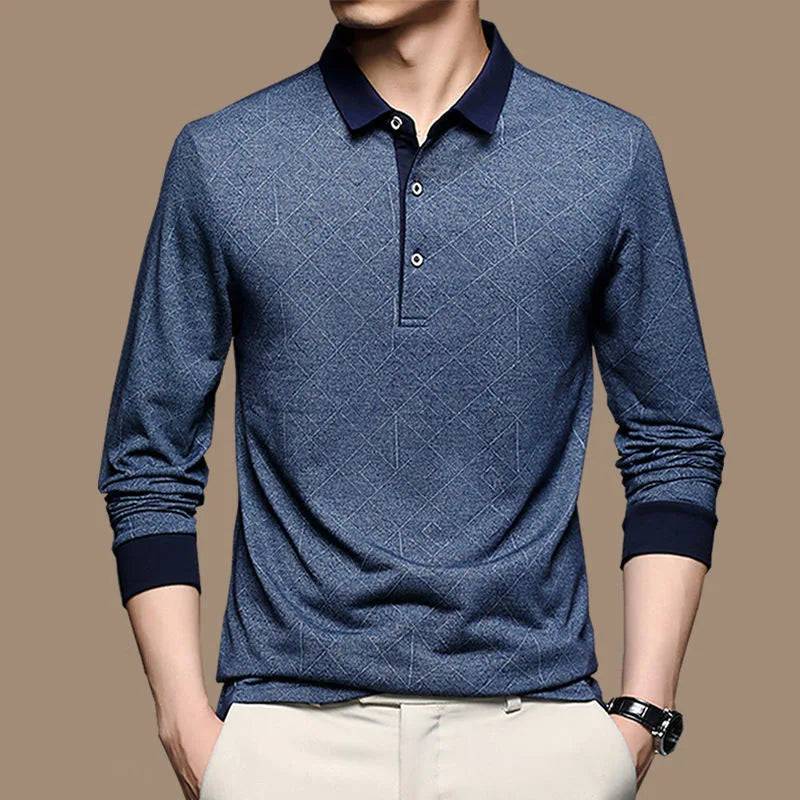 Streetwear Fashion Men Striped Polo Shirts Spring Autumn Long Sleeve Business Office Lapel Male Clothes Basic Casual Loose Tops - Xmaker