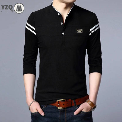 Men's Long Sleeved Casual Cotton Polo Shirt - Xmaker