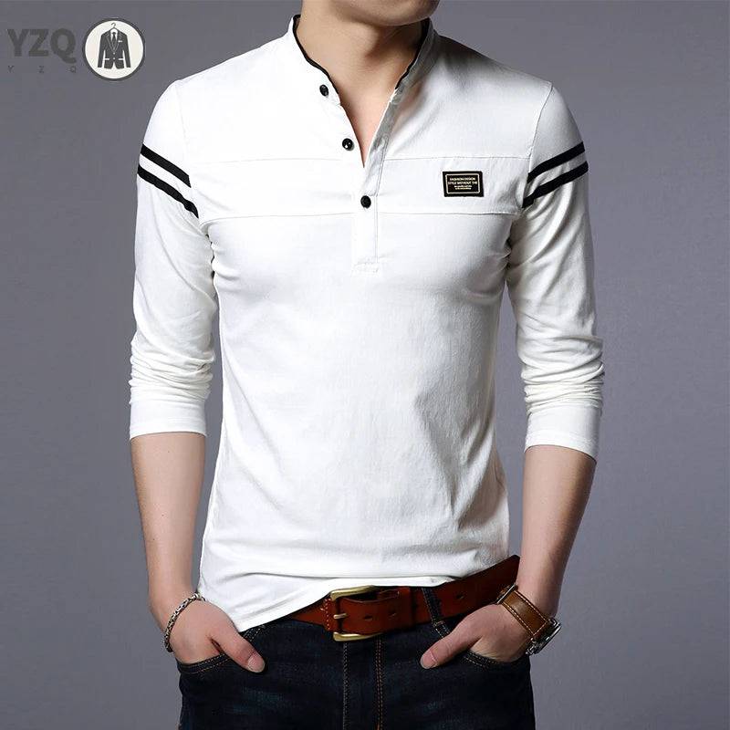 Men's Long Sleeved Casual Cotton Polo Shirt - Xmaker