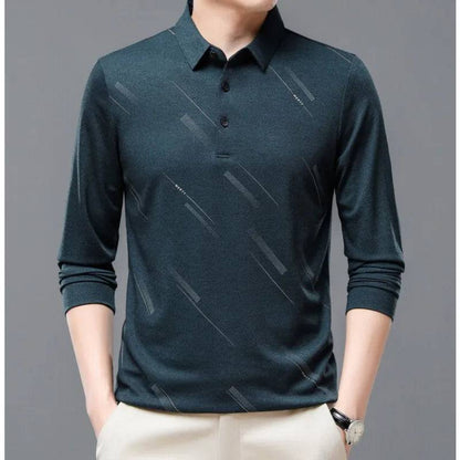 Men Shirts Casual Loose Thin Long Sleeved Polo Shirt - Xmaker