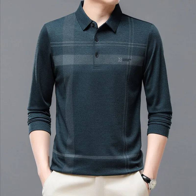 Men Shirts Casual Loose Thin Long Sleeved Polo Shirt - Xmaker