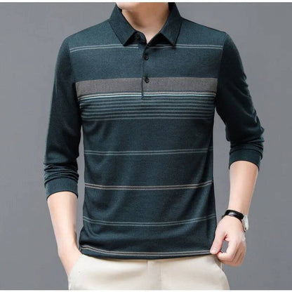 Men Shirts Casual Loose Thin Long Sleeved Polo Shirt - Xmaker