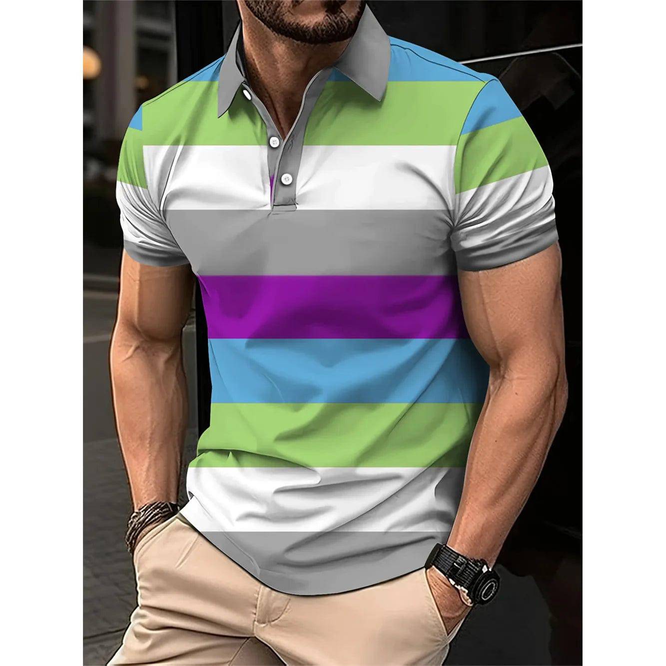 Men's Short Polo Lapel 3D Digital Printed - Xmaker