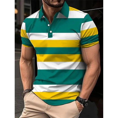 Men's Short Polo Lapel 3D Digital Printed - Xmaker