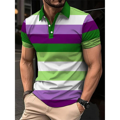 Men's Short Polo Lapel 3D Digital Printed - Xmaker