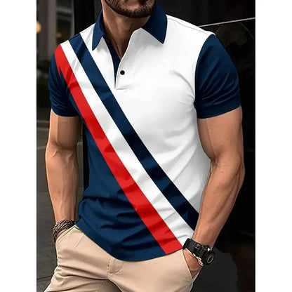 Men's Casual Slim Fit Short Sleeve 3D Printing Golf Polo Shirt S - Xmaker