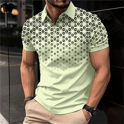 Men's Polo Shirt Lapel Striped Short Sleeve Letter Printed T-Shirt Polo Fashion Top Men's Short Sleeve Tee Tops Shirt - Xmaker