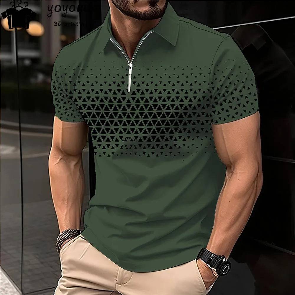 Men's Polo Shirt Lapel Striped Short Sleeve Letter Printed T-Shirt Polo Fashion Top Men's Short Sleeve Tee Tops Shirt - Xmaker