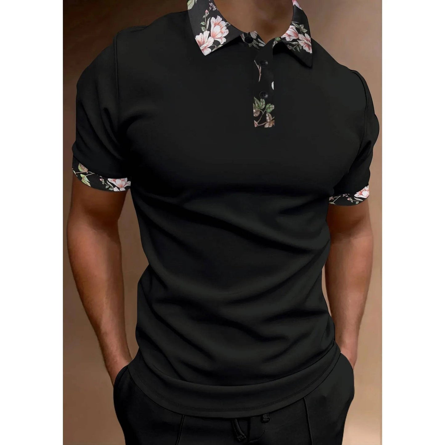 Men's Short Sleeve Polo Shirt Man Plaid Collar POLO Tee Male Casual Collar T-Shirt Clothing - Xmaker