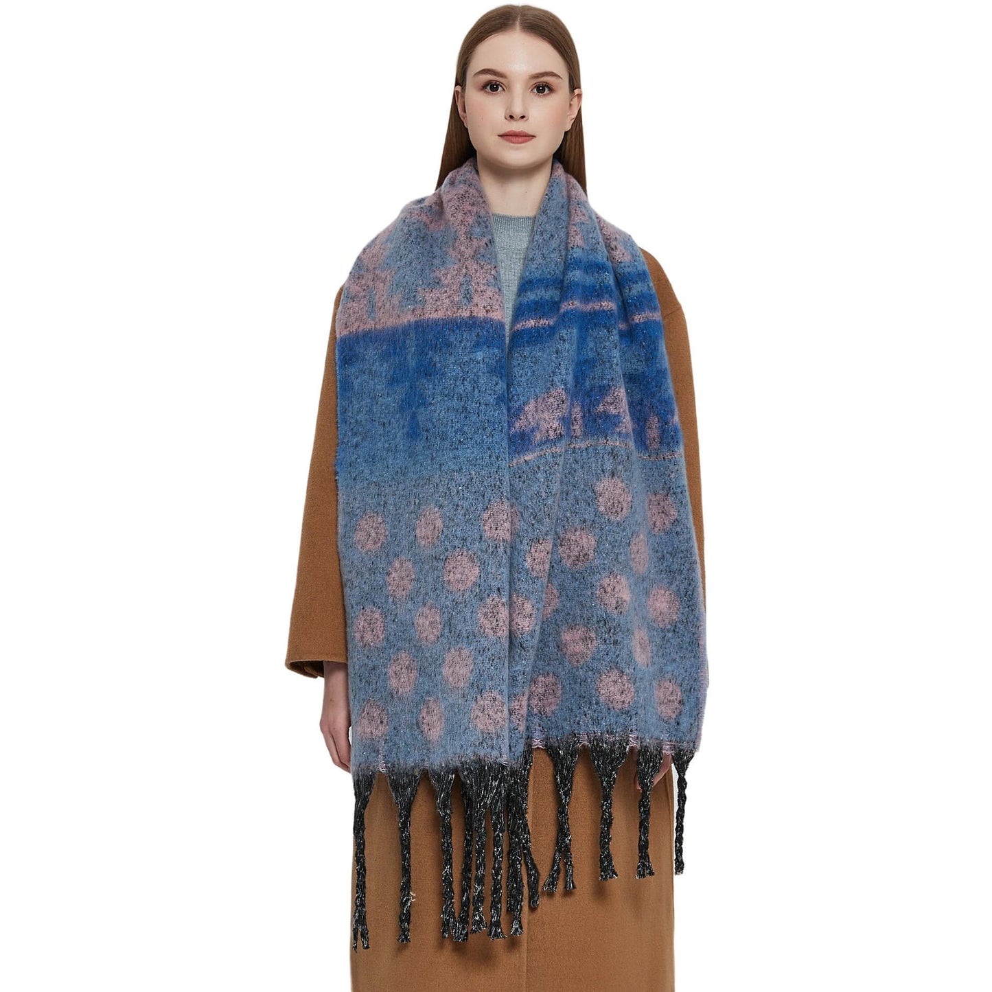 Shawl Thickened Scarf Tassel Jacquard Dot Scarf - Xmaker