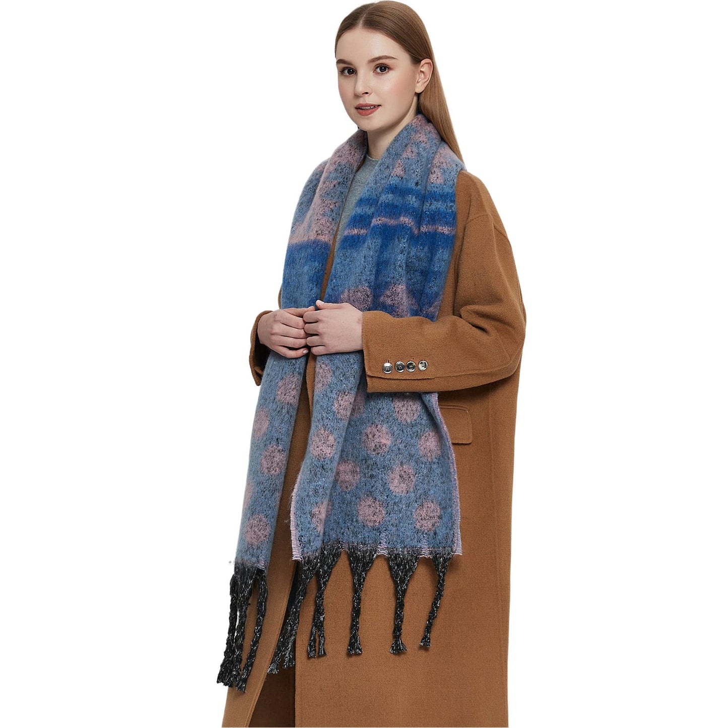 Shawl Thickened Scarf Tassel Jacquard Dot Scarf - Xmaker