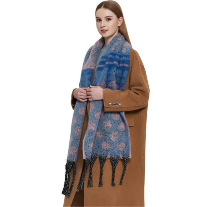 Shawl Thickened Scarf Tassel Jacquard Dot Scarf - Xmaker