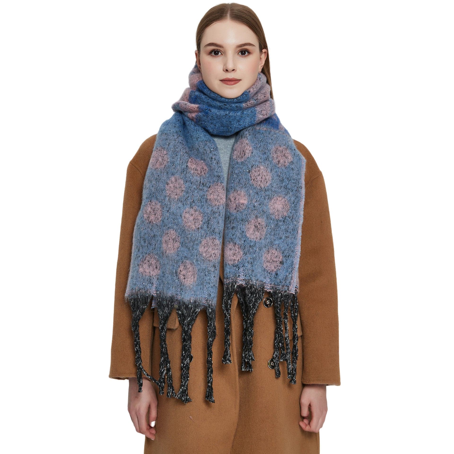 Shawl Thickened Scarf Tassel Jacquard Dot Scarf - Xmaker