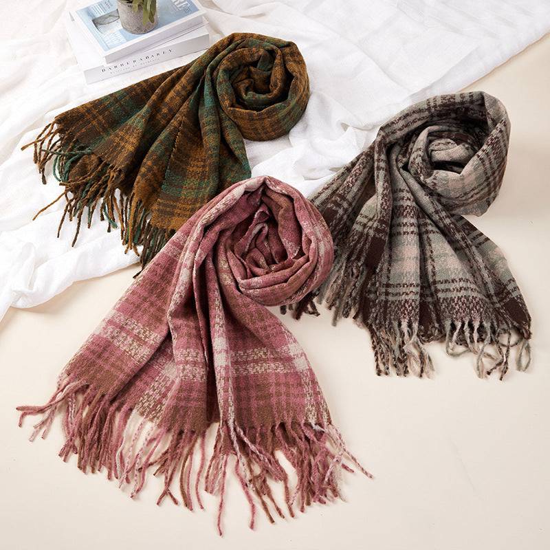 Plaid Scarf Thickened Autumn And Winter Soft Scarf - Xmaker