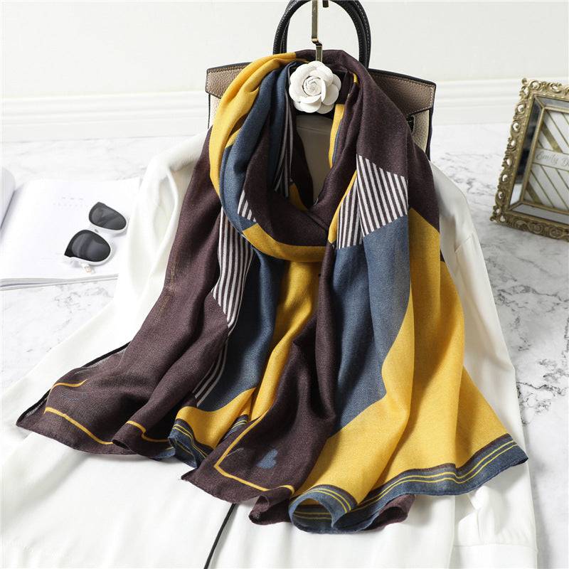 Simple Geometric Striped Scarf Women's Contrast Color Shawl - Xmaker