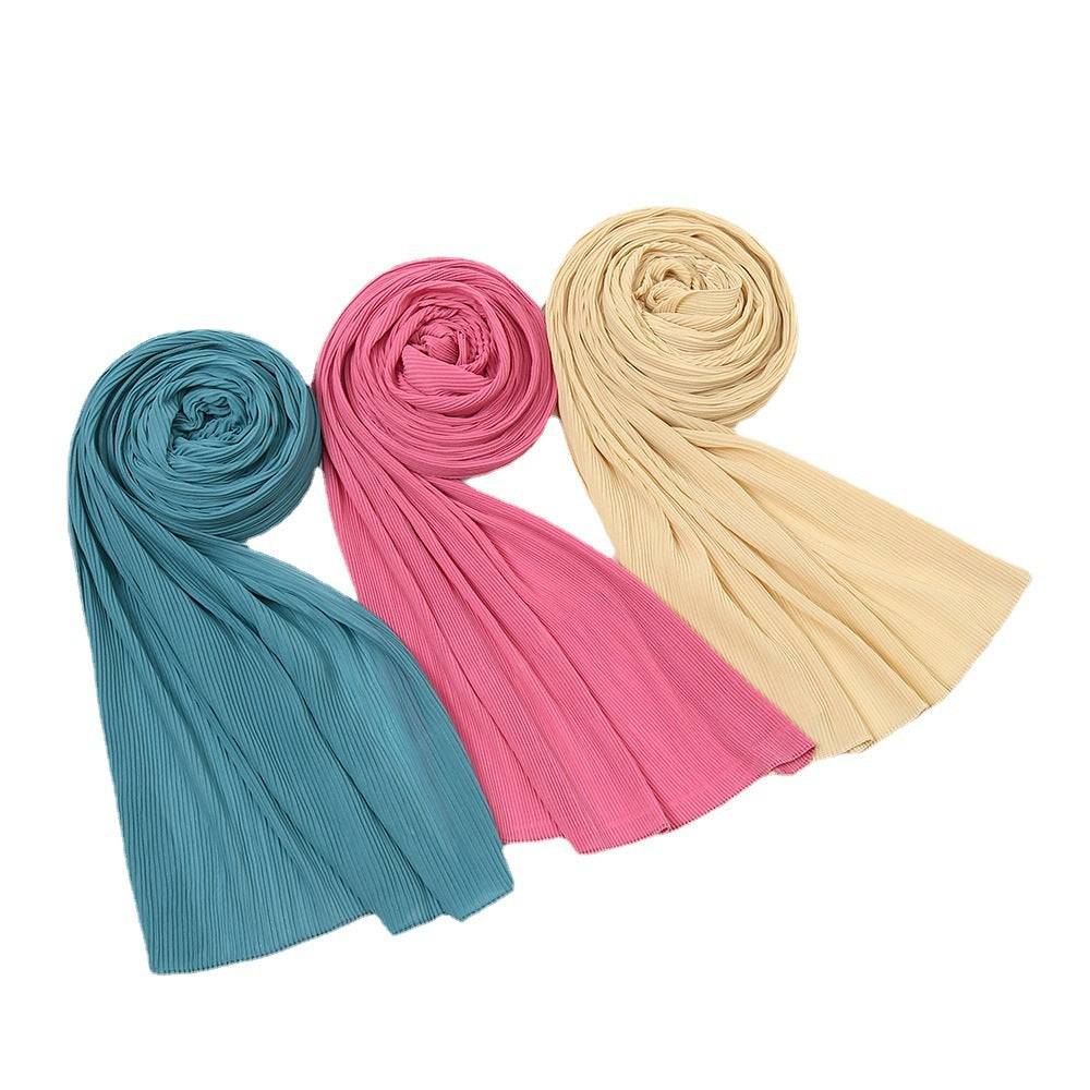 Pearl Chiffon Pleated Scarf Women's Sunscreen Shawl - Xmaker