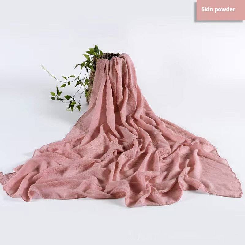 Solid Color Cotton And Linen Thin Scarf - Xmaker