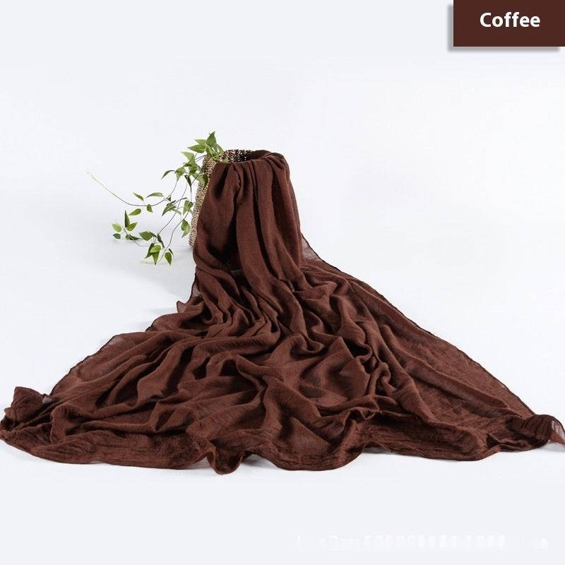 Solid Color Cotton And Linen Thin Scarf - Xmaker