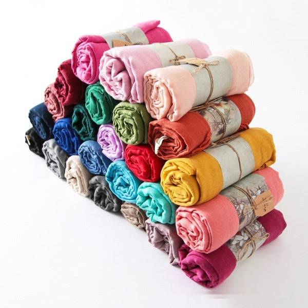 Solid Color Cotton And Linen Thin Scarf - Xmaker