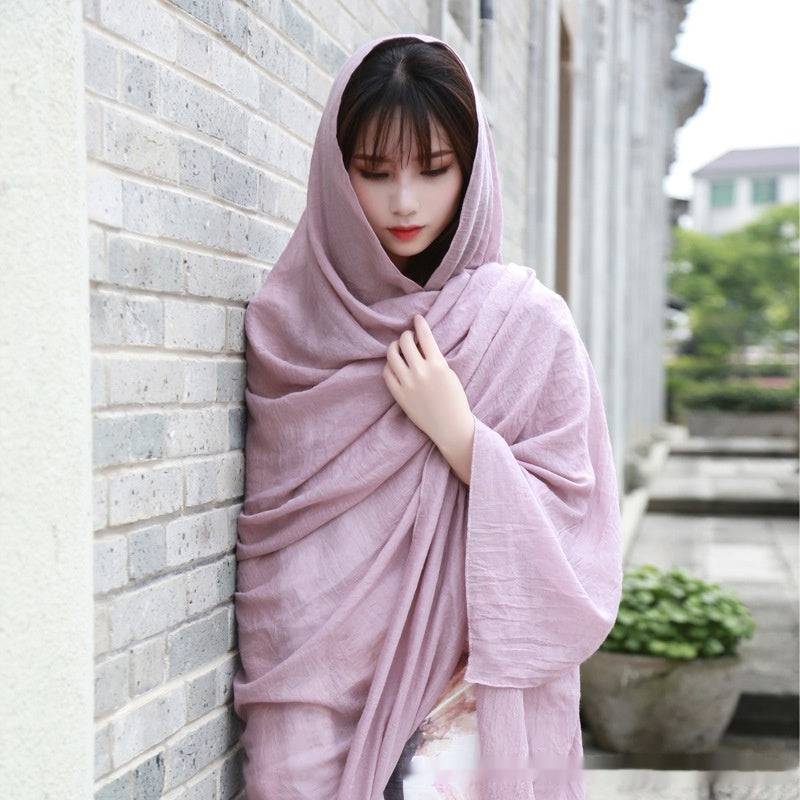 Solid Color Cotton And Linen Thin Scarf - Xmaker