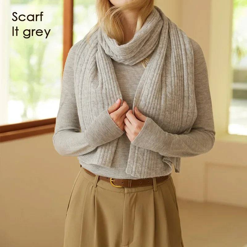 Cashmere Scarf Cable Ribbed Knit - Xmaker