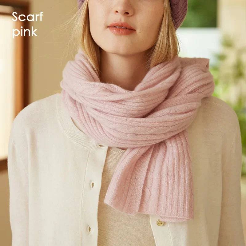 Cashmere Scarf Cable Ribbed Knit - Xmaker