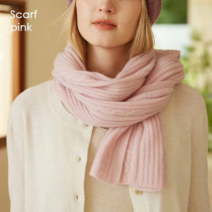 Cashmere Scarf Cable Ribbed Knit - Xmaker