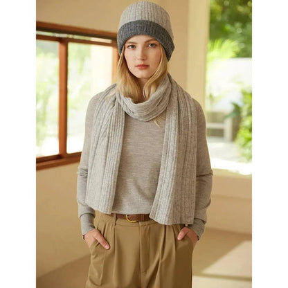 Cashmere Scarf Cable Ribbed Knit - Xmaker