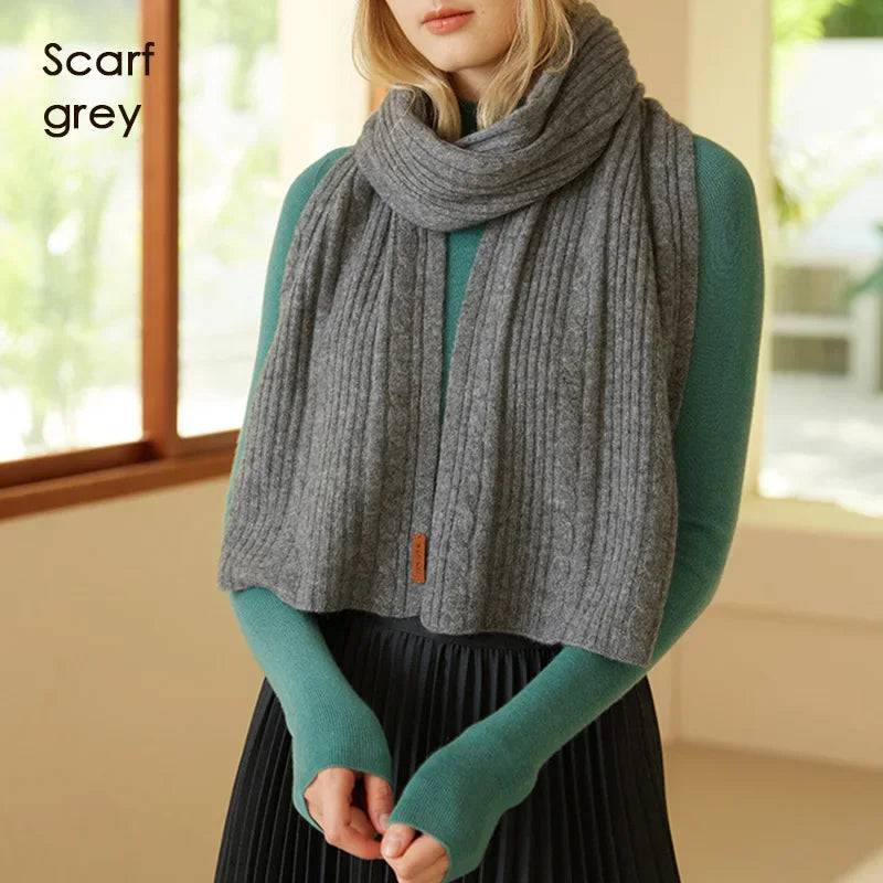 Cashmere Scarf Cable Ribbed Knit - Xmaker