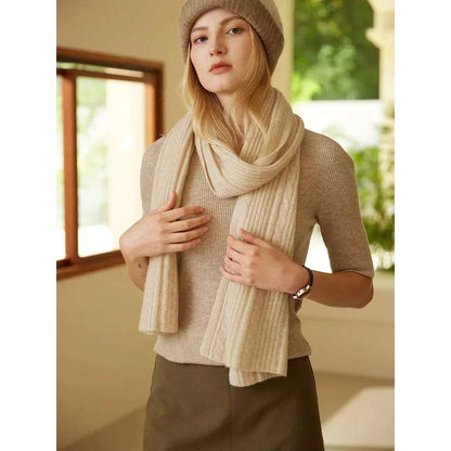 Cashmere Scarf Cable Ribbed Knit - Xmaker