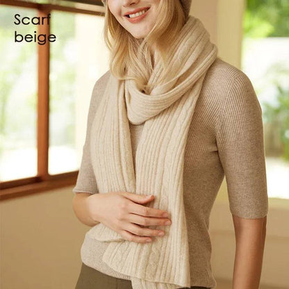 Cashmere Scarf Cable Ribbed Knit - Xmaker