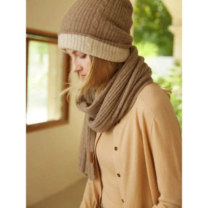 Cashmere Scarf Cable Ribbed Knit - Xmaker