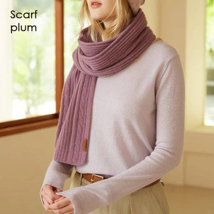 Cashmere Scarf Cable Ribbed Knit - Xmaker