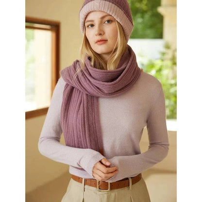 Cashmere Scarf Cable Ribbed Knit - Xmaker