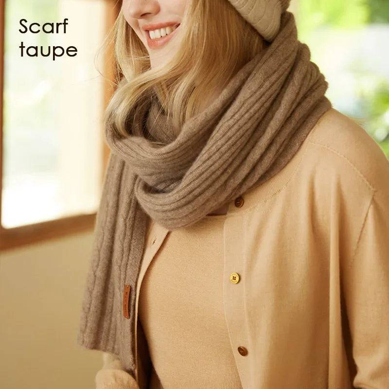 Cashmere Scarf Cable Ribbed Knit - Xmaker