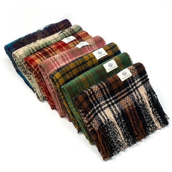 Plaid Knitted Scarf Winter Maillard Color Tassel Scarf - Xmaker